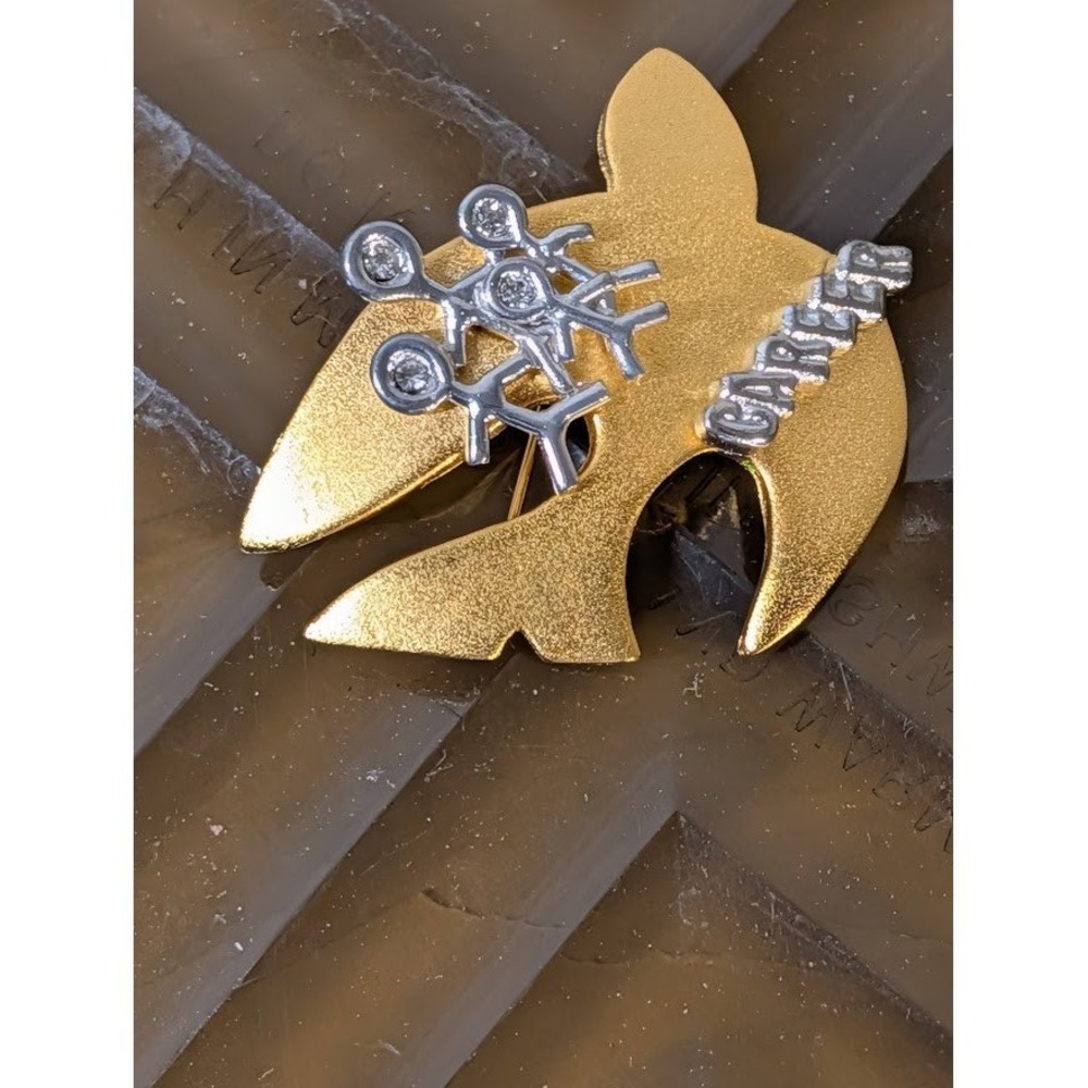 Unbranded Career Bird Brooch Women OS Gold Silver Excellent Rhinestone Family